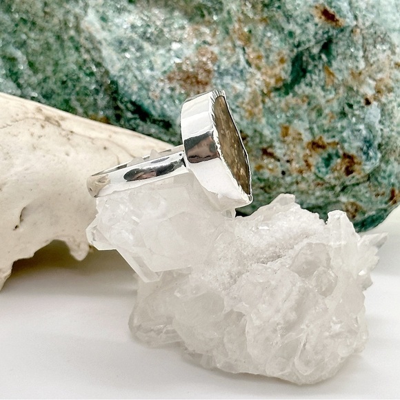 RARE Blue Forest Petrified Wood Solid Sterling Silver Ring - Picture 3 of 4